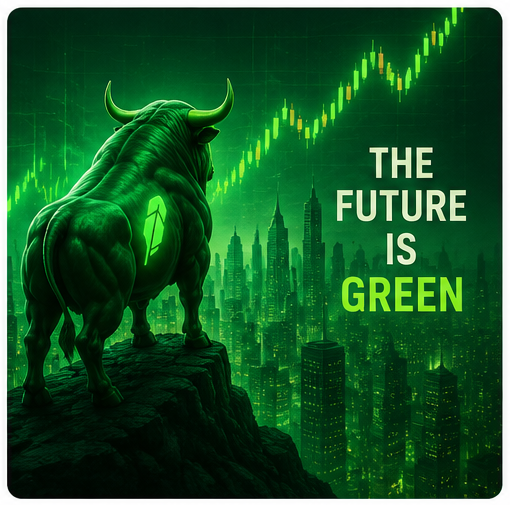 The future is green — bull over the city